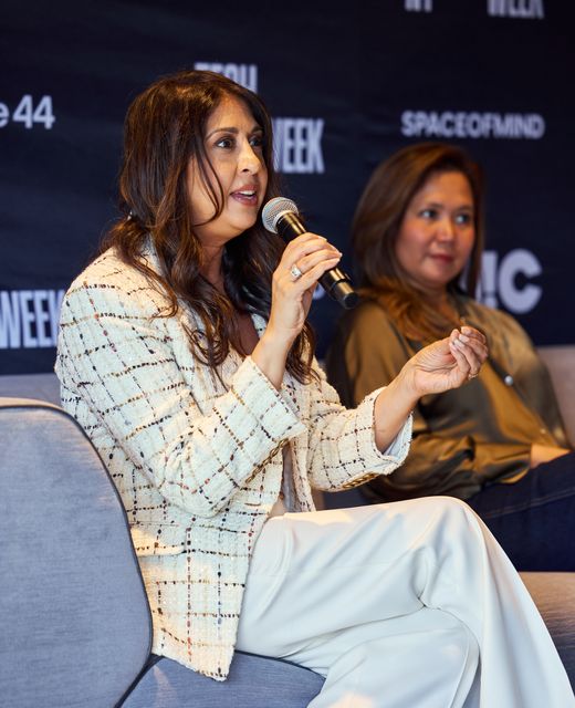 A founder with the mic at NY Tech Week