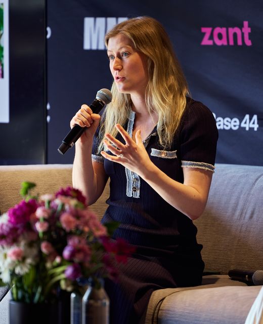 A founder answering questions at NY Tech Week